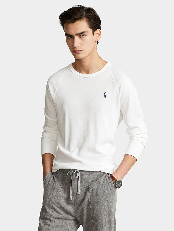 White T-shirt with long sleeve and logo - 1
