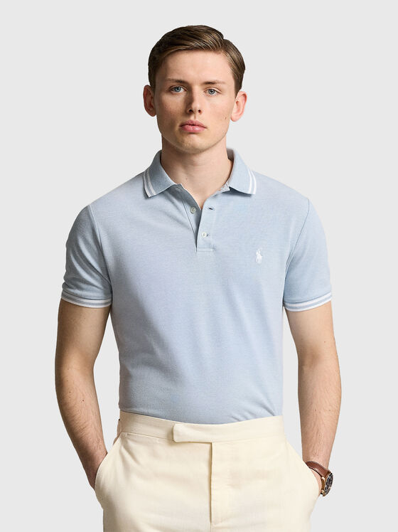 Tricou polo albastru deschis cu logo  - 1