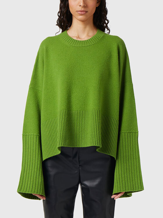 Pulover verde din amestec de lână - 1