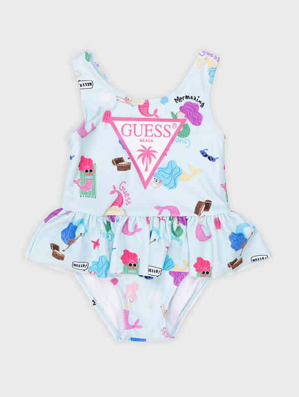 Tropical print one piece swimsuit - 1