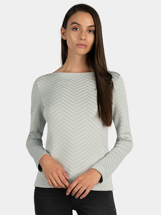 Grey textured knit sweater - 1