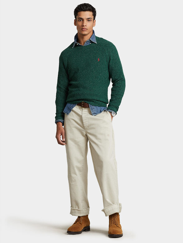 Wool blend sweater with logo embroidery - 4