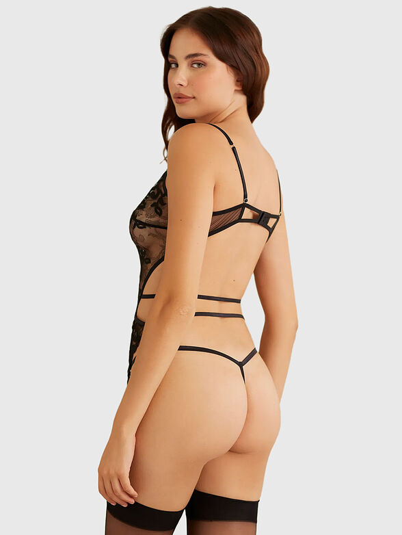 LUXURIANT bodysuit in black lace and tulle - 2