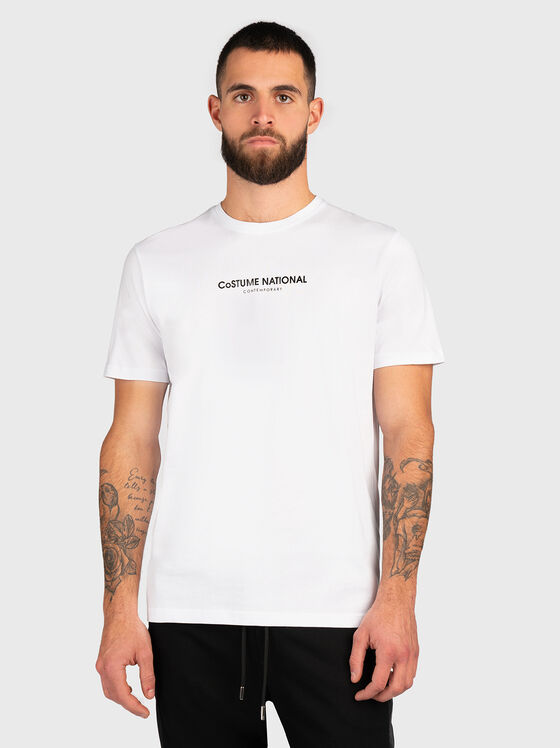 White cotton t-shirt with logo detail - 1