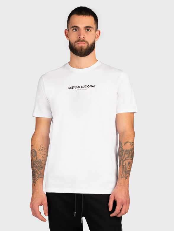 White cotton t-shirt with logo detail - 1