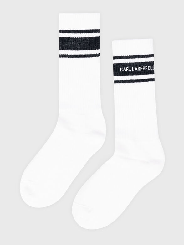 White socks with logo accent - 1