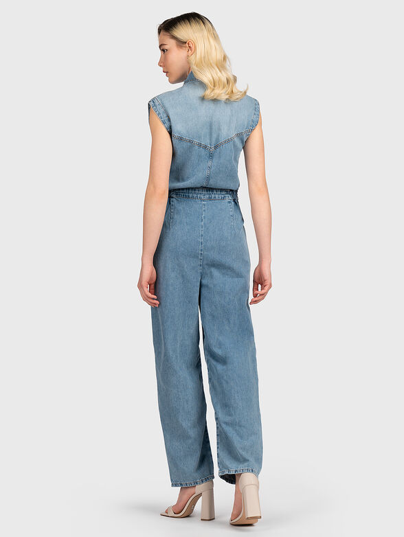 Denim jumpsuit with belt - 2