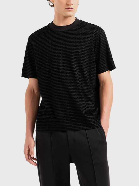 Tricou texturat cu monogramă  - 1