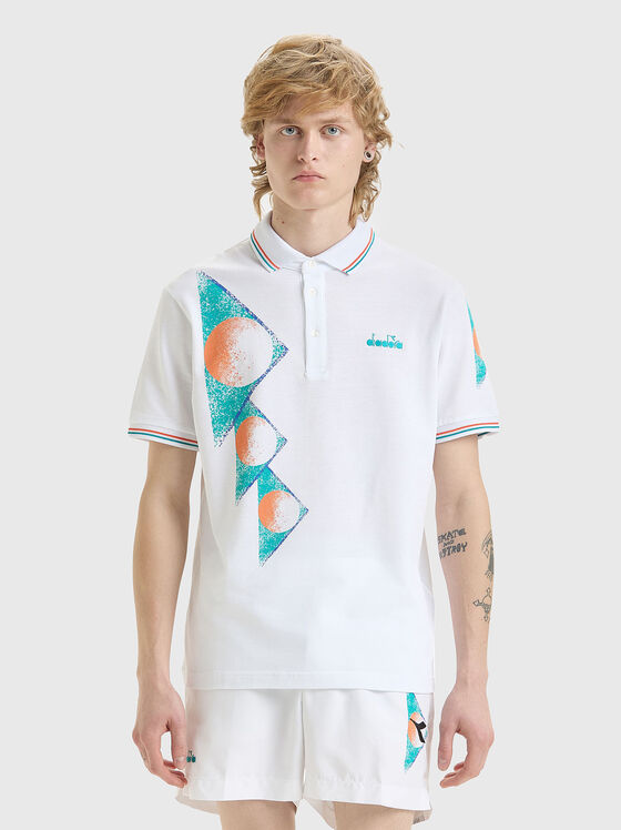 Tricou polo cu imprimeu și logo brodat - 1