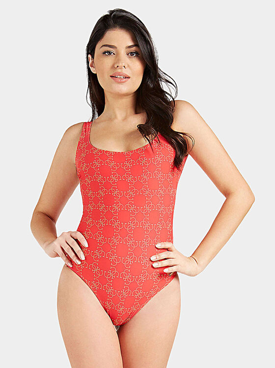 Costum de baie dintr-o singură piesă cu logo imprimat - 1