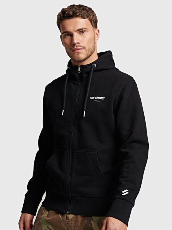Hanorac negru cu glugă CORE SPORT - 1