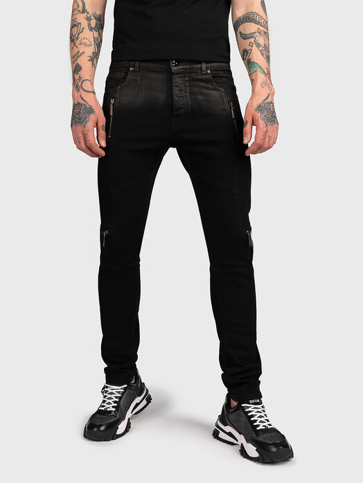 Black skinny jeans with zips