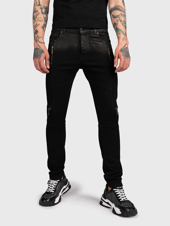 Black skinny jeans with zips - 1