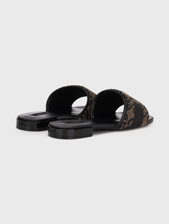 ASTRA 25 black slippers with appliqued beads - 3