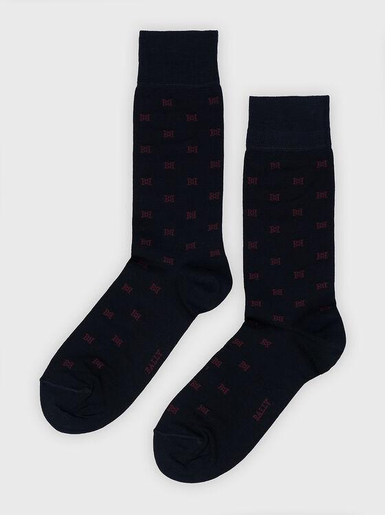 Dark blue socks with logo accent - 1