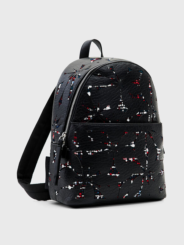 Black backpack with floral motif - 3