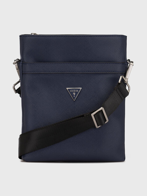 Black crossbody bag with metal logo detail - 1
