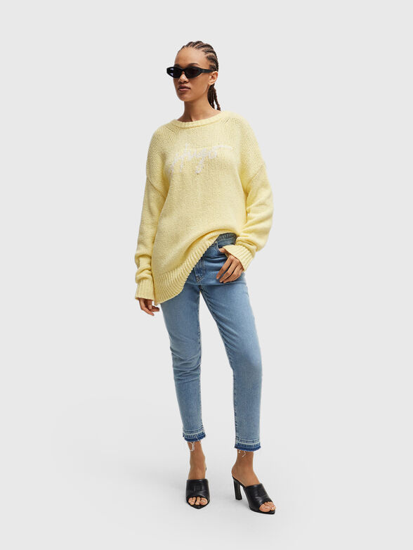 Blue slim jeans with contrast hem - 4