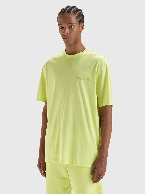 Tricou cu detaliu cu logo în verde - 1