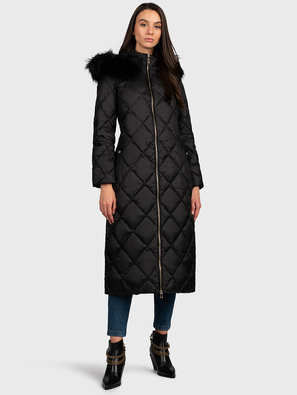 Long hooded down jacket - 1