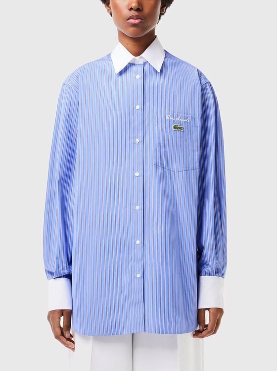 Contrast collar stripe shirt  - 1