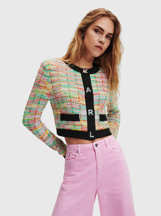 Multicoloured cardigan with contrasting edges - 1