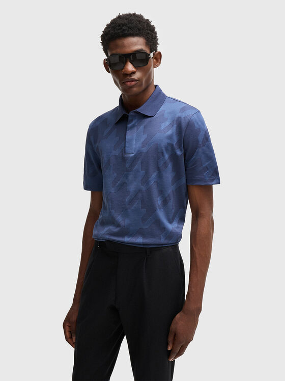 Tricou polo albastru închis cu imprimeu - 1