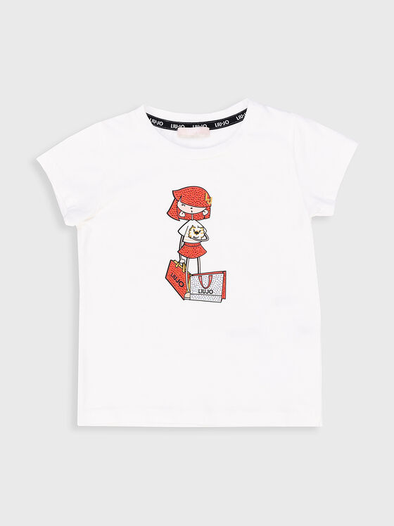 Tricou cu imprimeu și pietricele aplicate - 1