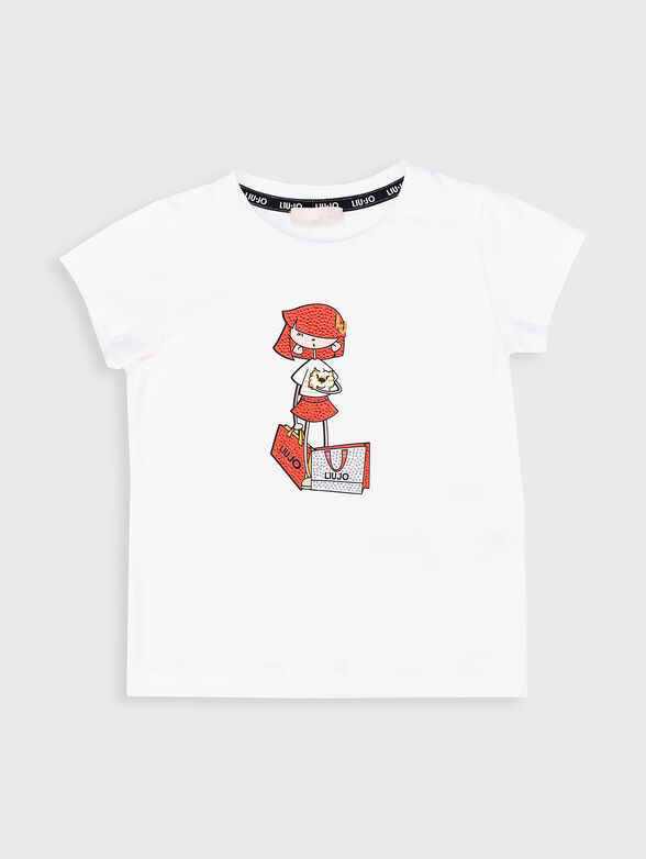 T-shirt with print and rhinestones - 1