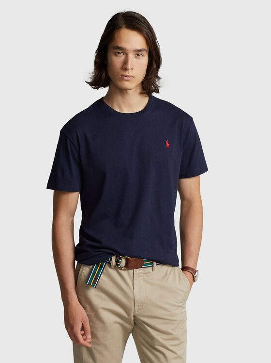Tricou albastru închis cu logo contrastant  - 1