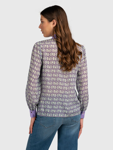 Silk shirt with monogram logo print - 3