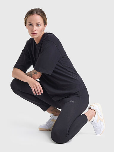 Black sports leggings with logo inscription - 4