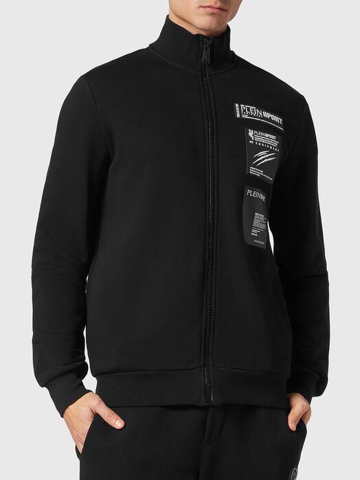 Black sweatshirt with logo patches 
