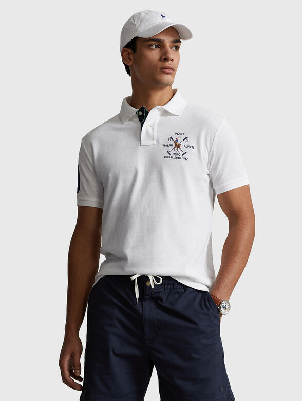 White Polo-shirt with embroidery and patch - 1