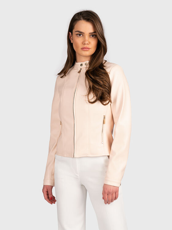 Jachetă roz MONICA din piele ecologică - 1