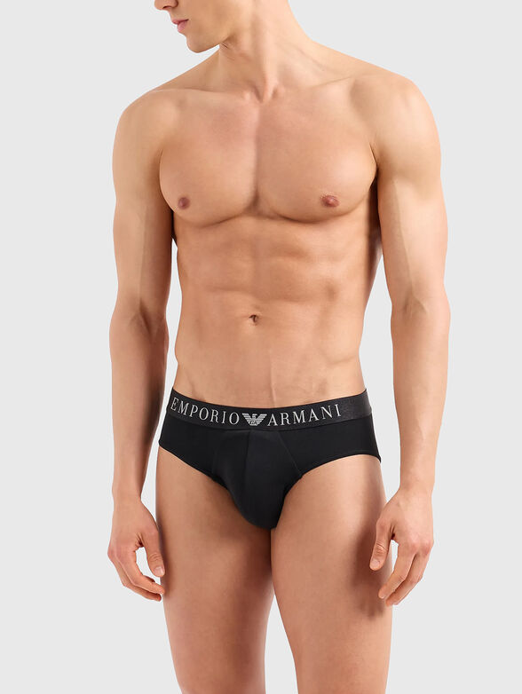 Black briefs with contrasting logo lettering - 1
