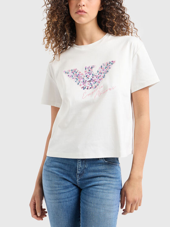 Tricou din bumbac cu decolteu oval - 1