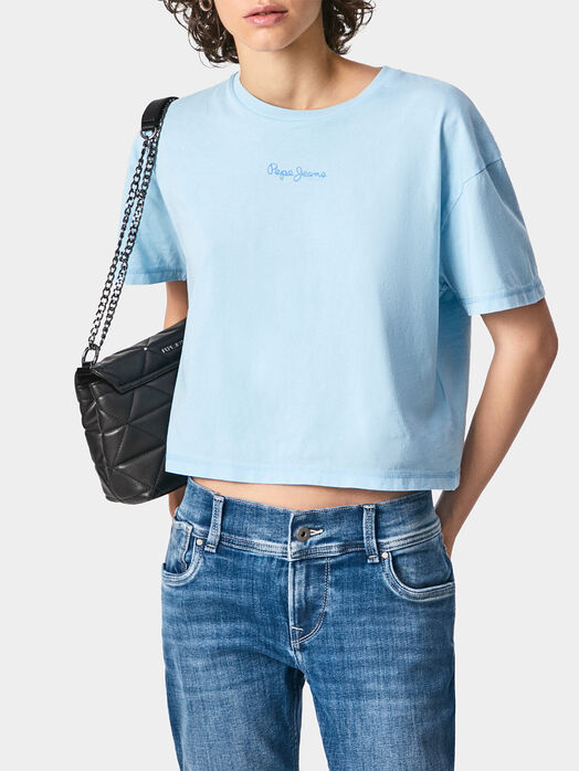 Light blue T-shirt NINA with logo detail