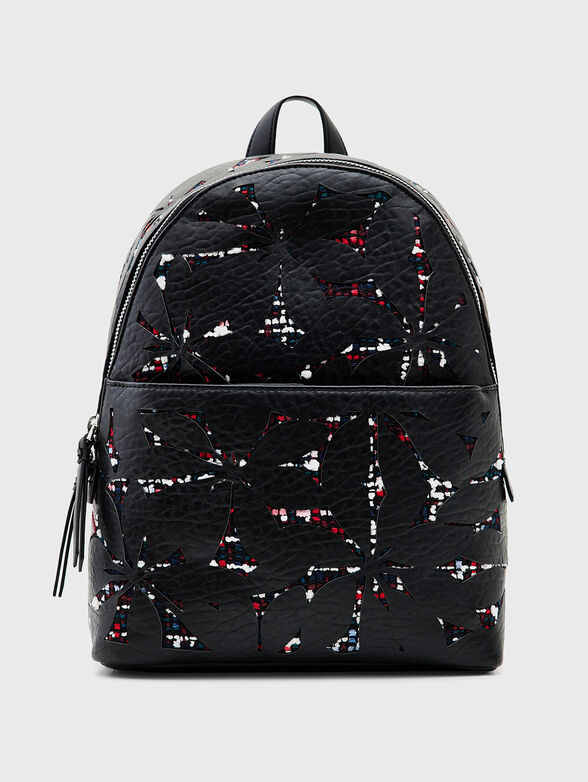 Black backpack with floral motif - 1