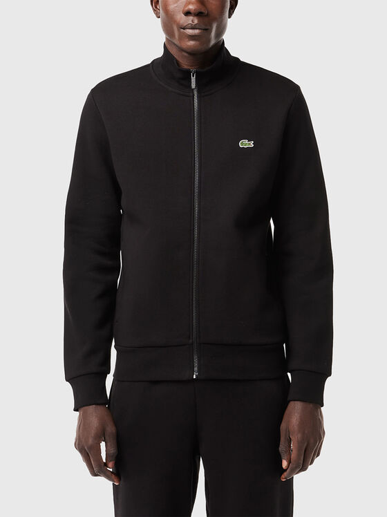 Black sweatshirt with zip and logo detail - 1