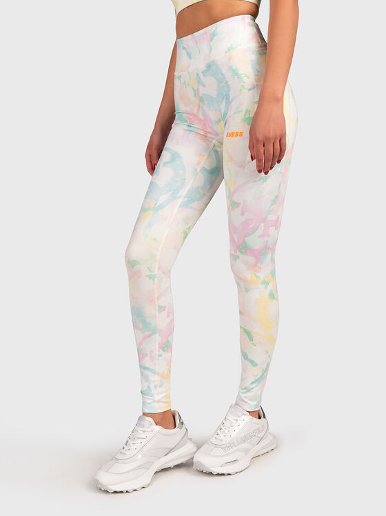 Colanți sport cu imprimeu artistic multicolor - 1