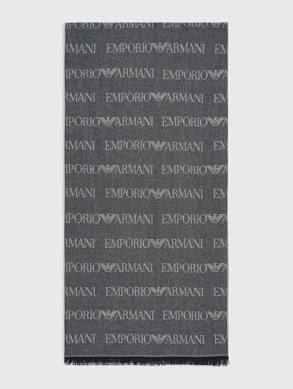 Wool blend scarf with logo - 3