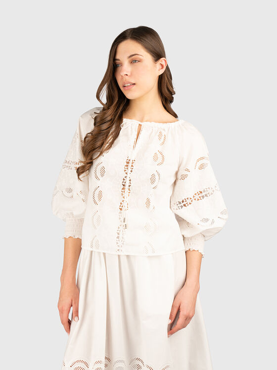 Bluză din bumbac cu broderie - 1