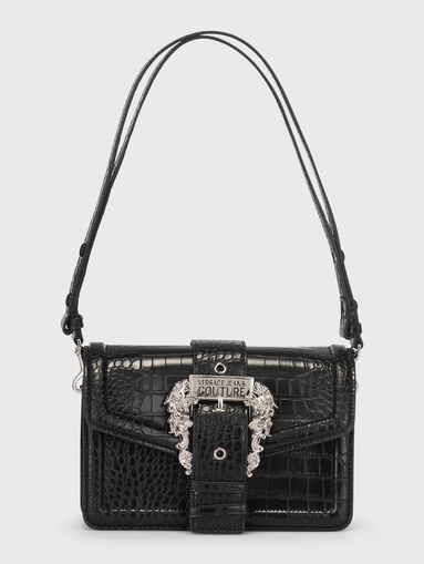 Croc-effect crossbody bag in black - 4