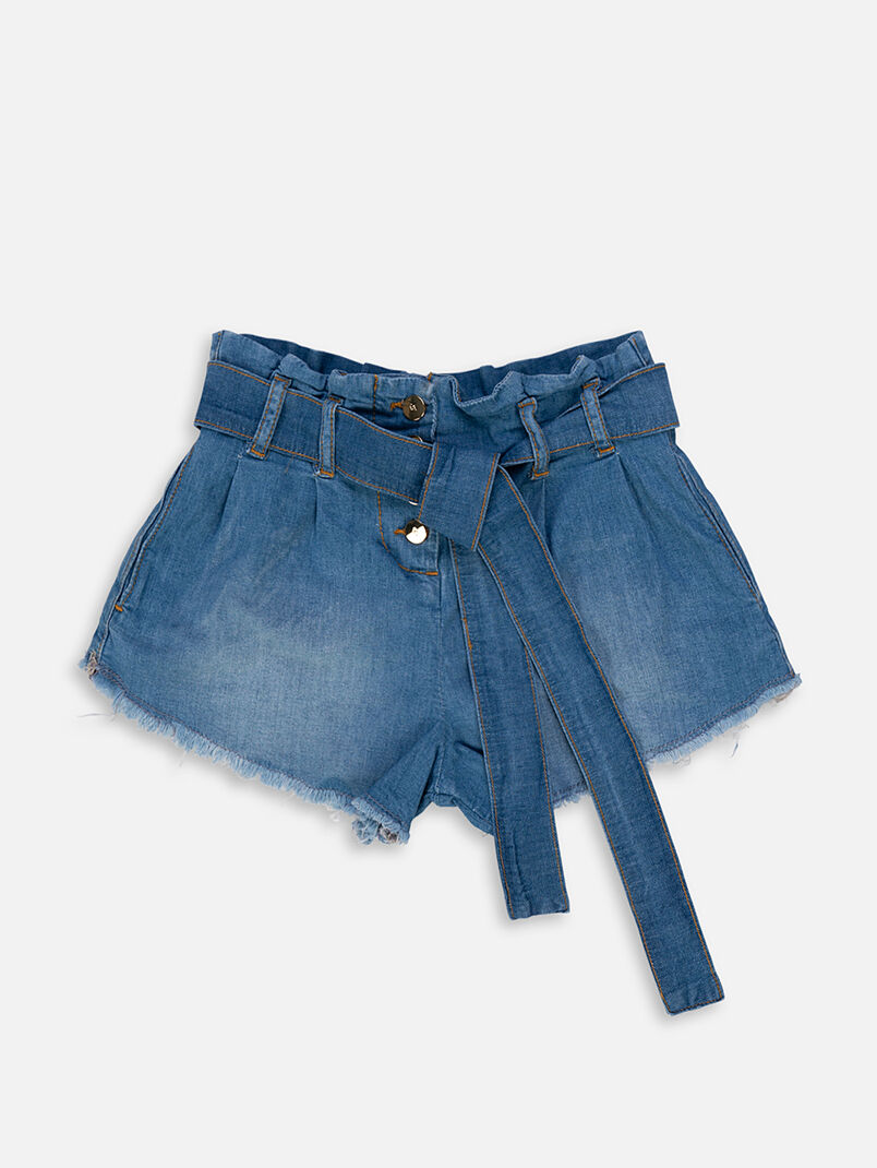 Denim shorts with paperbag waist - 3
