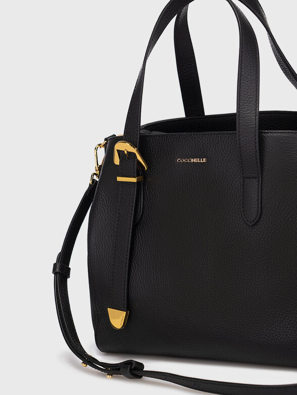 Black leather bag with golden details - 4