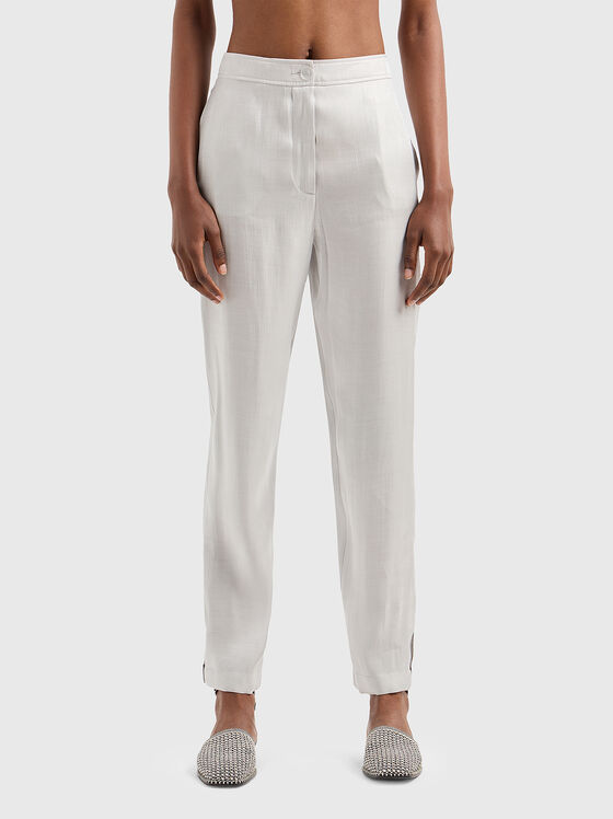 Pantaloni gri din amestec de vâscoză - 1