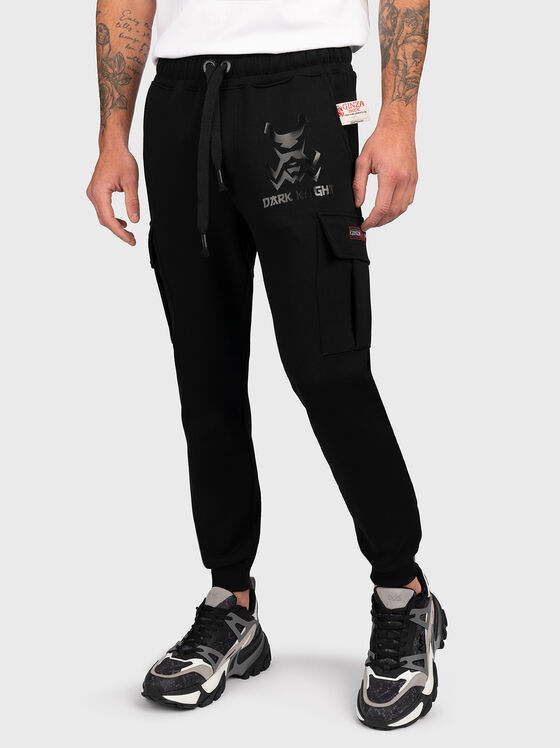 JSP004 black sports pants with cargo pockets - 1