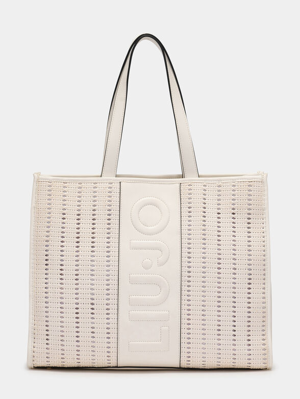Black shopper bag with intertwined texture - 1