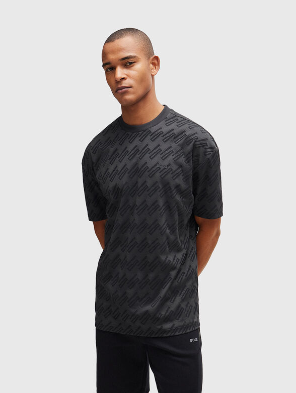 Grey T-shirt with embossed logo - 1